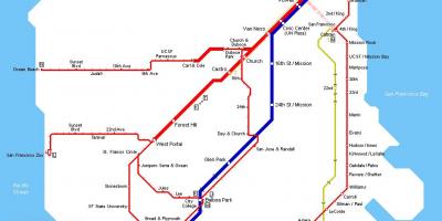 SF muni ٹرین کا نقشہ