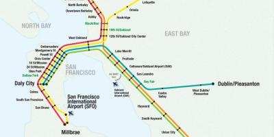 سان فرانسسکو کے ہوائی اڈے bart نقشہ