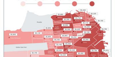 خلیج کے علاقے میں کرایہ کی قیمتوں کا نقشہ