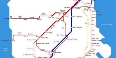Muni ٹرین کا نقشہ