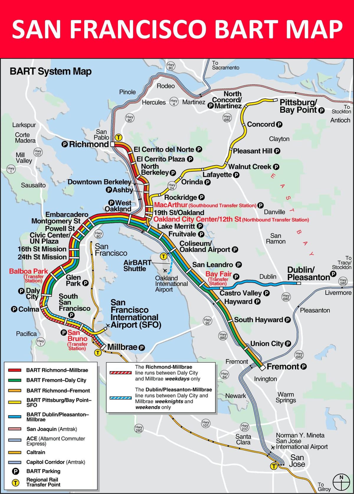 bart نقشہ بہتر sfo