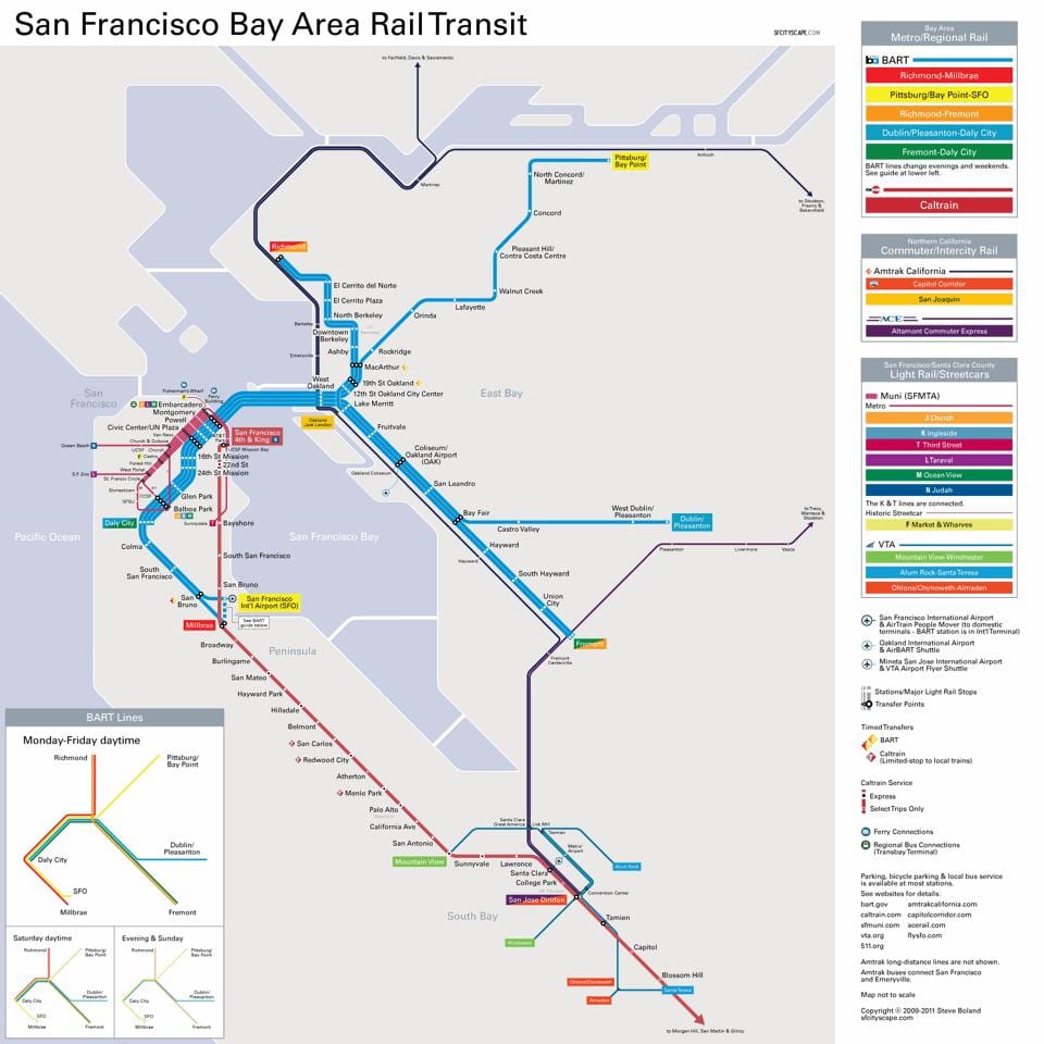 bart اسٹیشنوں سان فرانسسکو نقشہ