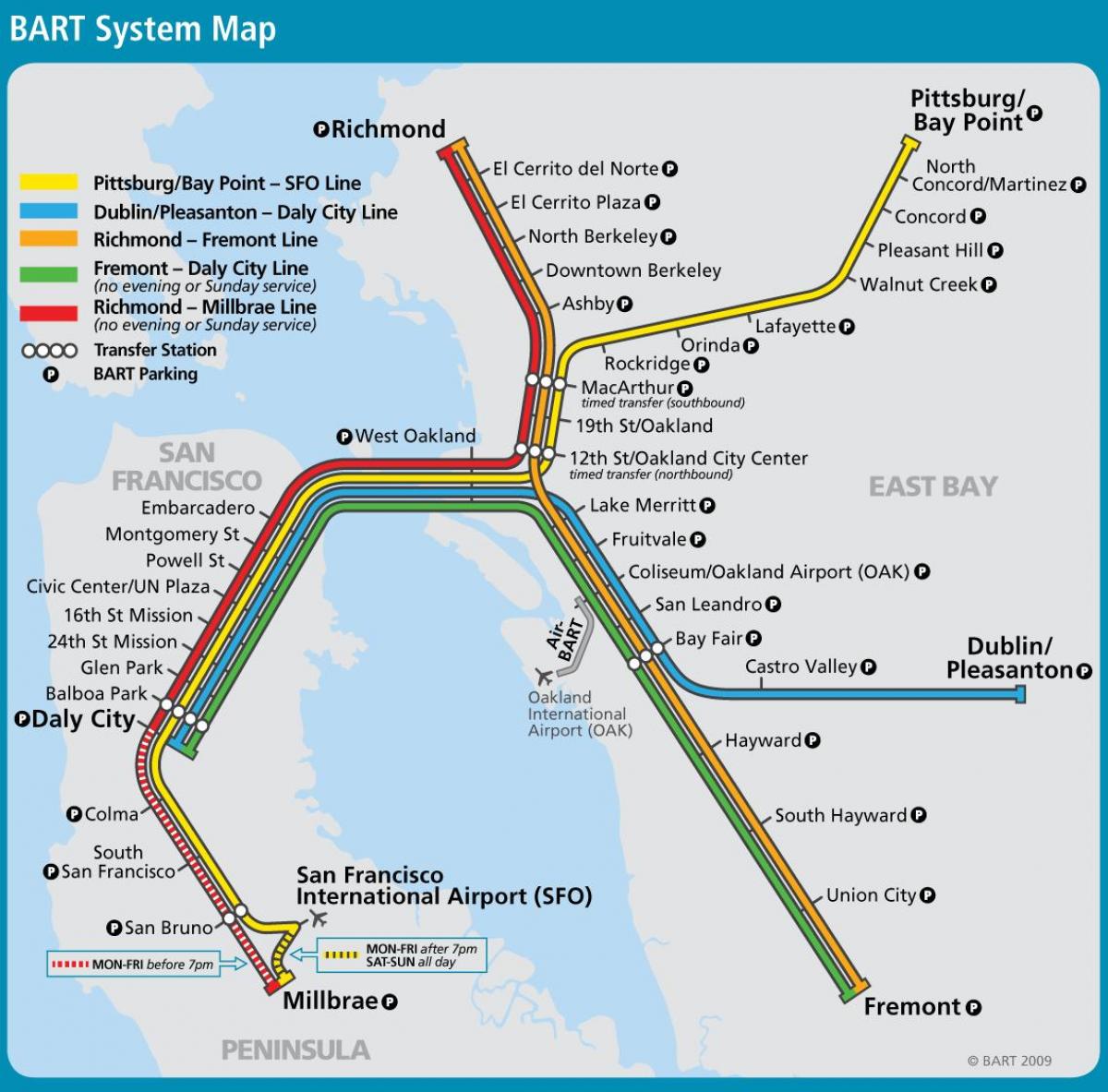 سان فرانسسکو بارٹ کے نظام کا نقشہ