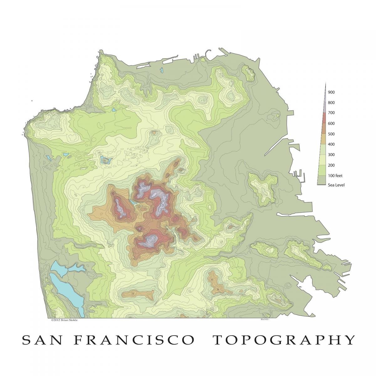 سان فرانسسکو topographic نقشہ