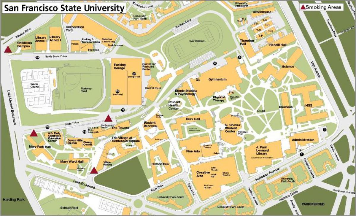 سان فرانسسکو اسٹیٹ یونیورسٹی کے کیمپس کا نقشہ