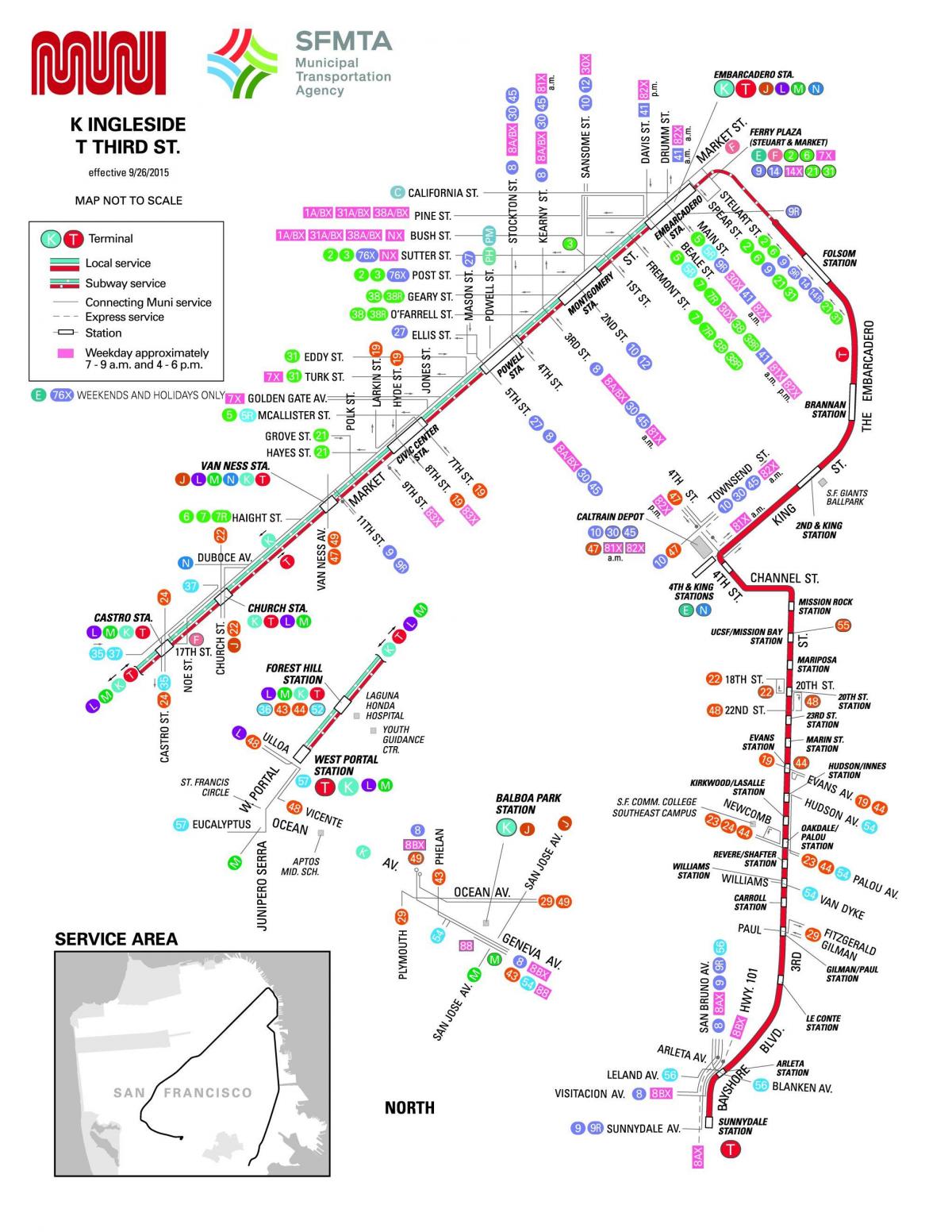سان فرانسسکو سٹی بس بس کا نقشہ