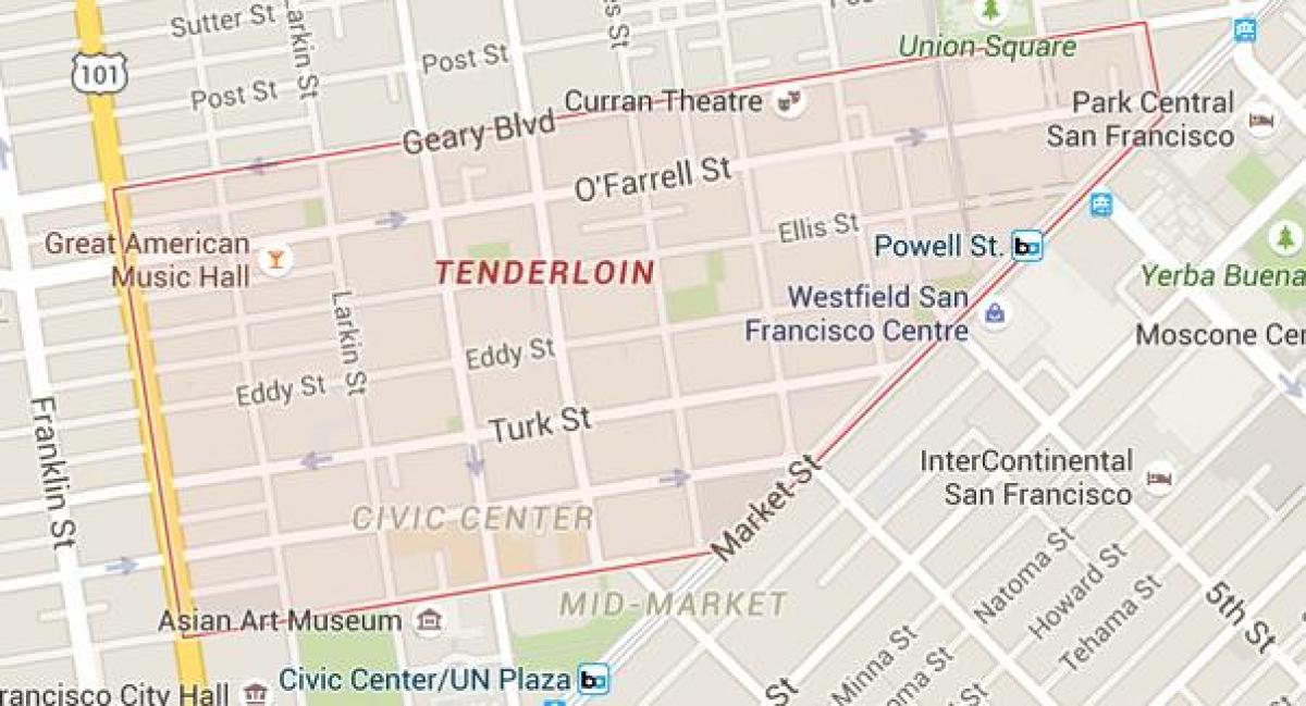 tenderloin سان فرانسسکو نقشہ