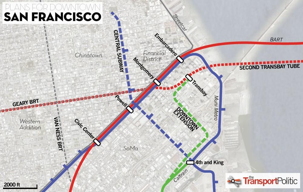 نقشہ کے transbay ٹرمینل