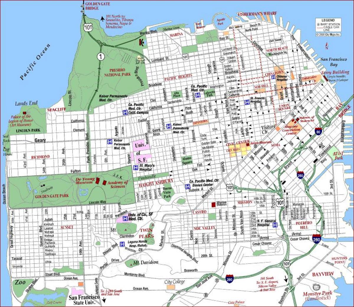 سان فرانسسکو va میڈیکل سینٹر کا نقشہ