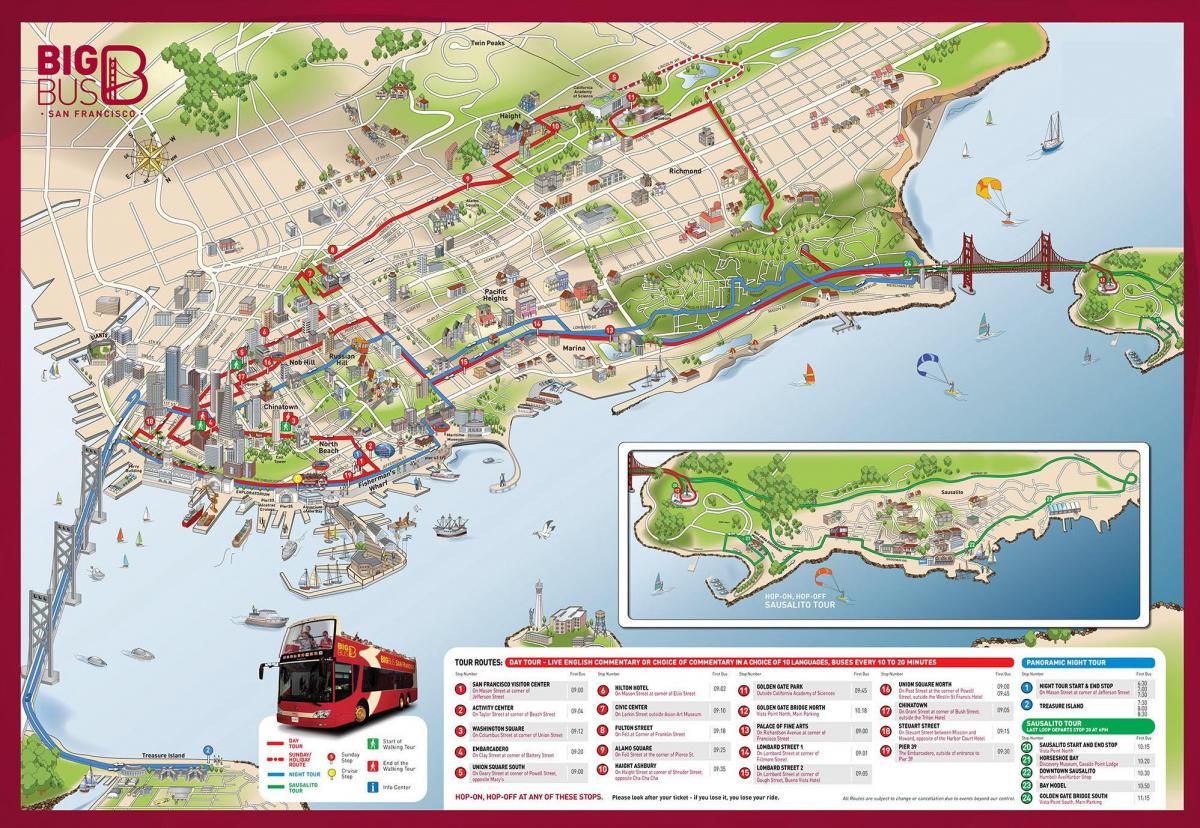 سان فرانسسکو بس ٹور کا نقشہ