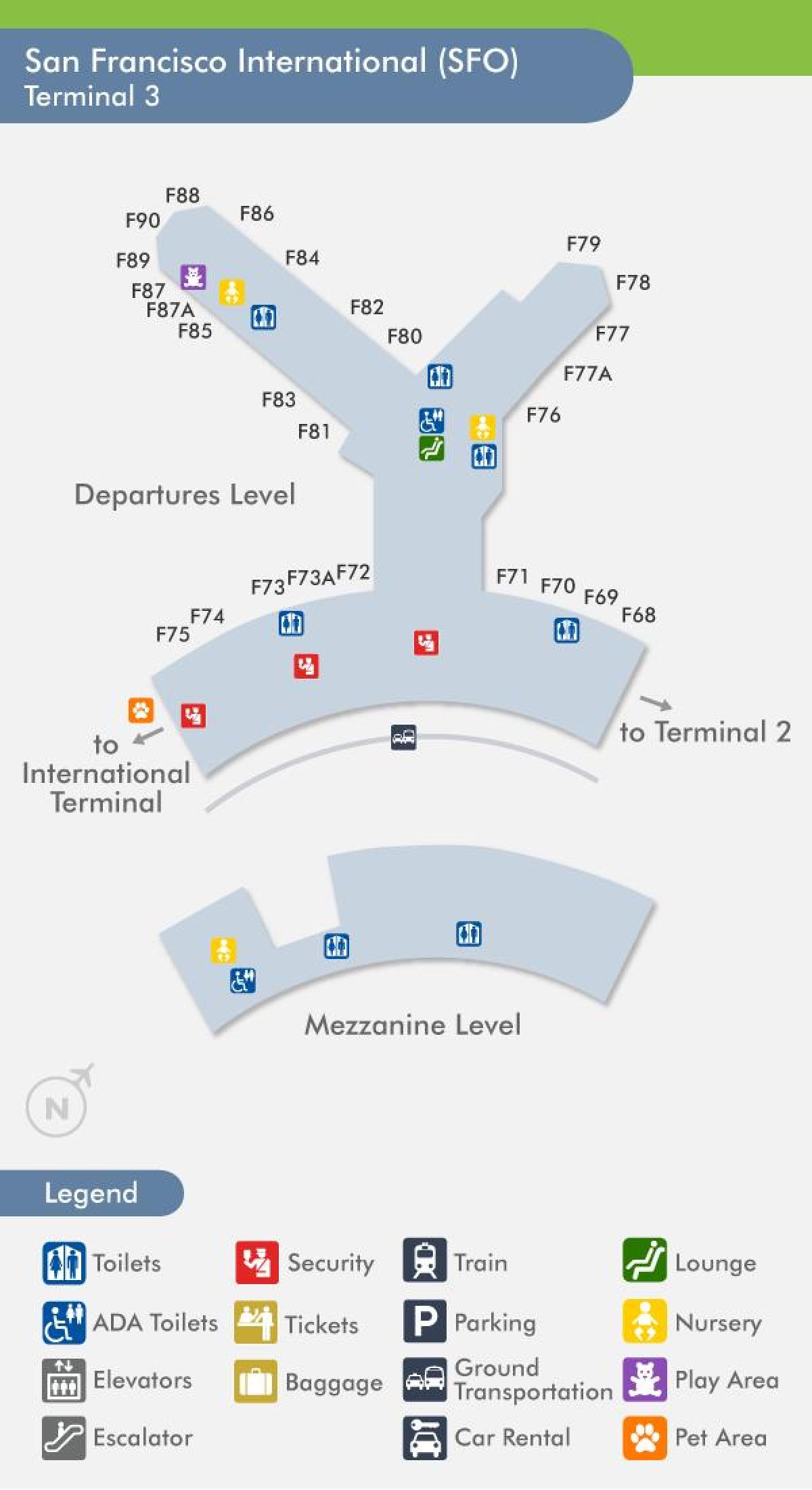 بہتر sfo ہوائی اڈے کا نقشہ ٹرمینل 3