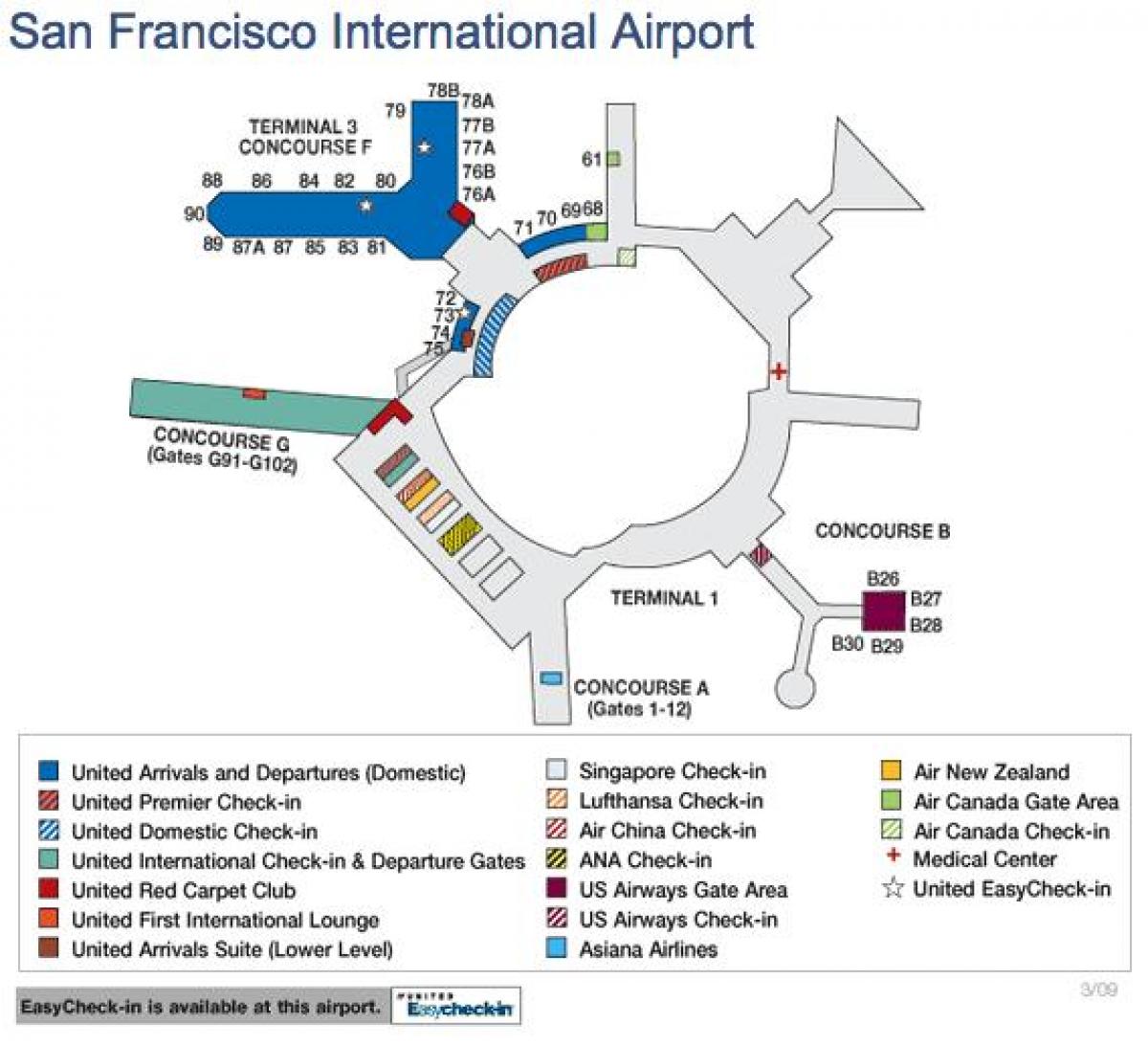 سان فرانسسکو کے ہوائی اڈے کا نقشہ ریاست ہائے متحدہ