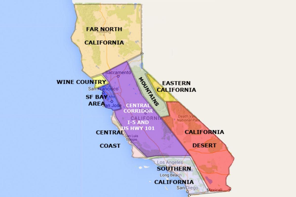 سان فرانسسکو کے کیلی فورنیا کے نقشے پر