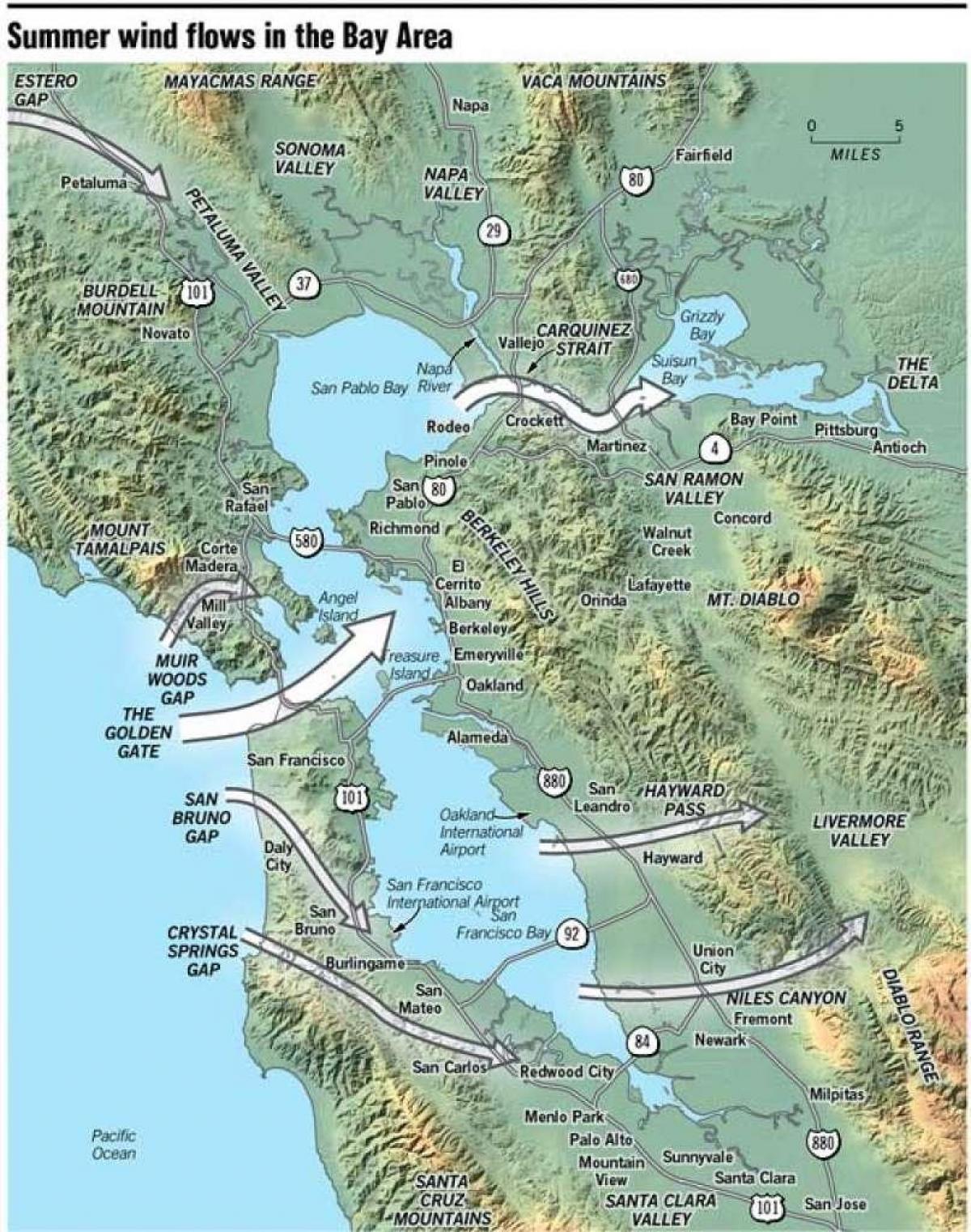 نقشہ سان فرانسسکو کے microclimate