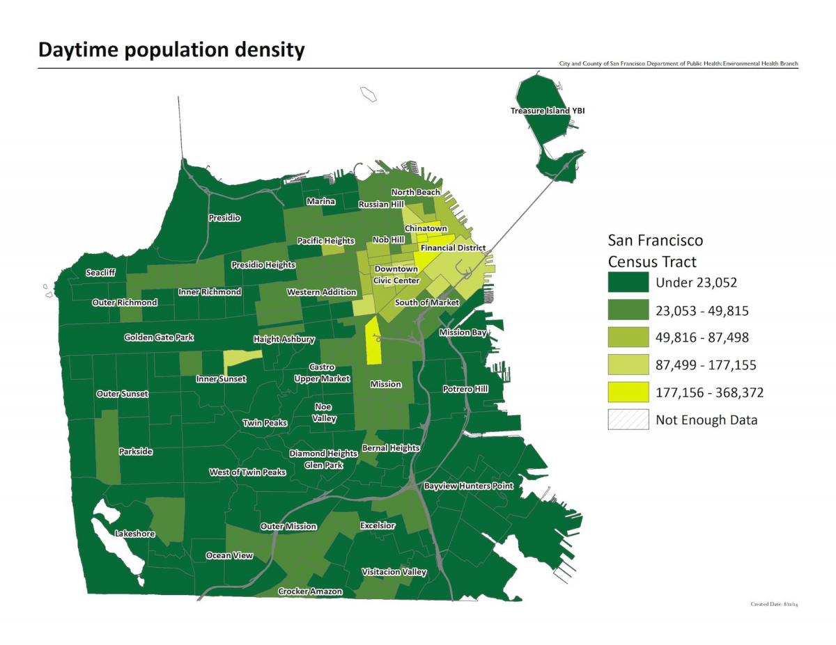 نقشہ کے سان فرانسسکو میں آبادی کی کثافت
