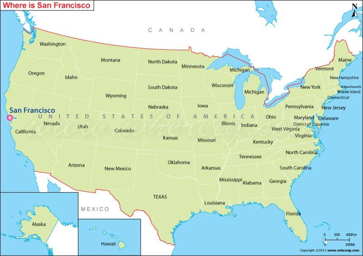 نقشہ سان فرانسسکو کے کیلی فورنیا امریکہ