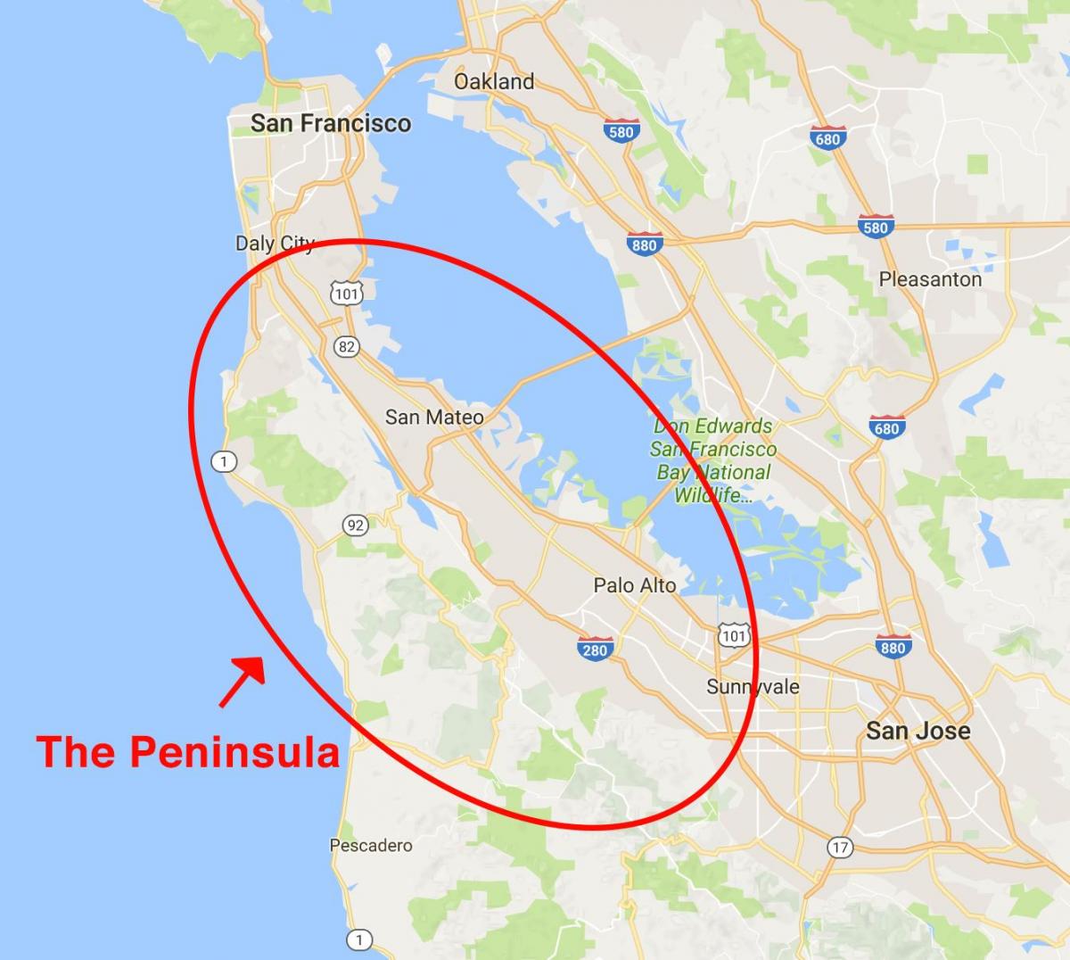 نقشہ سان فرانسسکو کے جزیرہ نما 