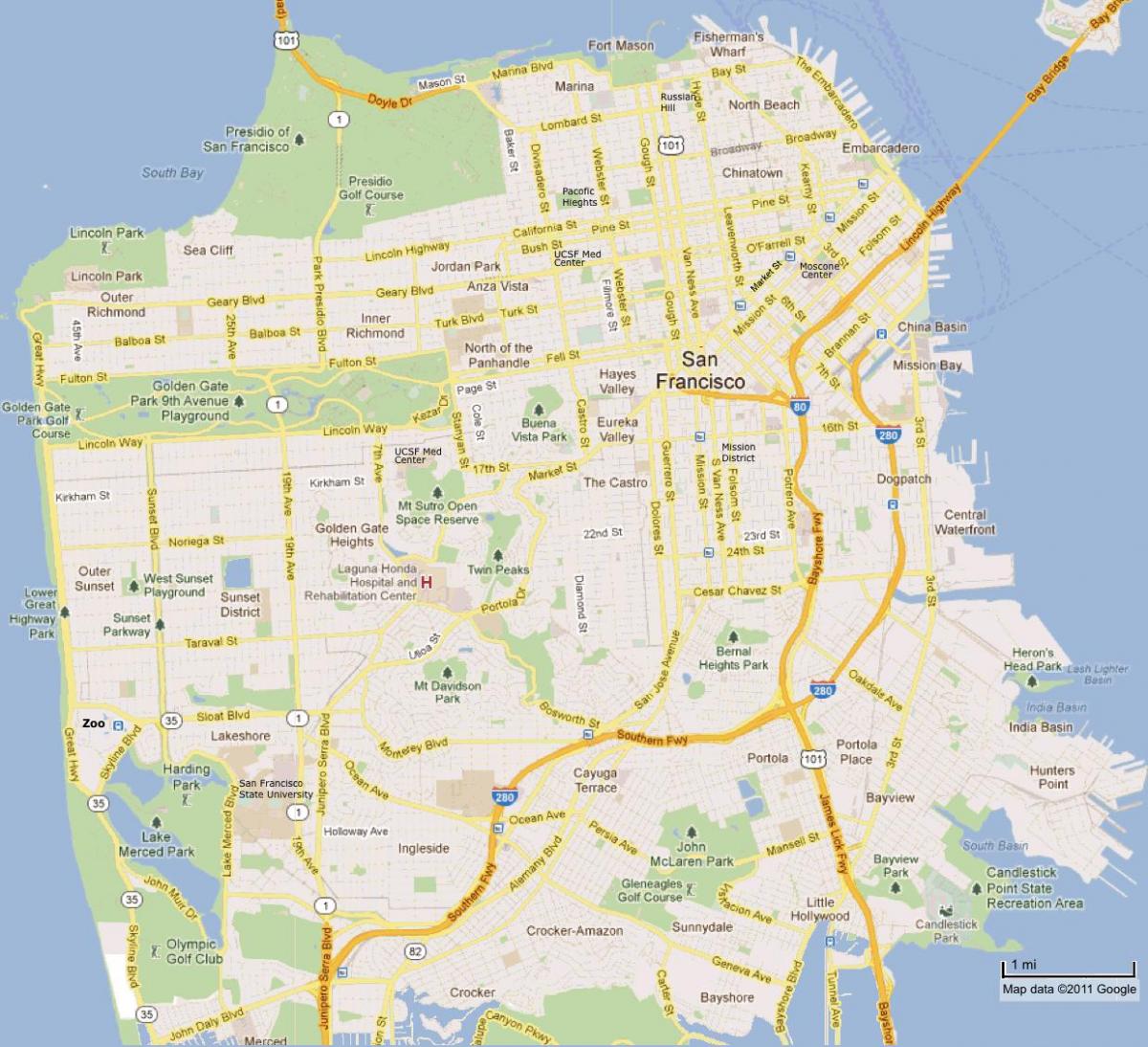 سان فرانسسکو سائٹس کا نقشہ