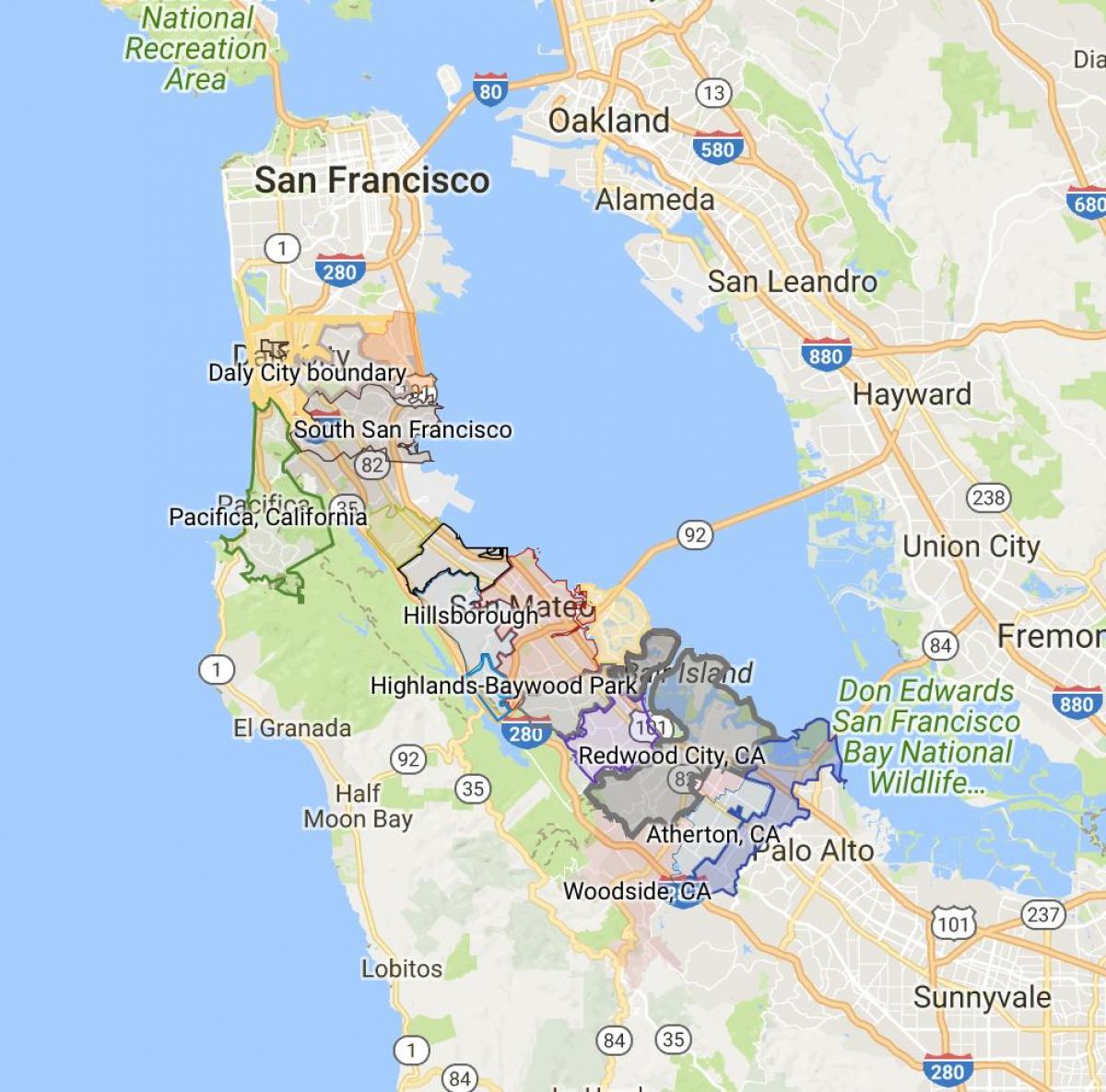 نقشہ سان فرانسسکو کے شہر کی حدود
