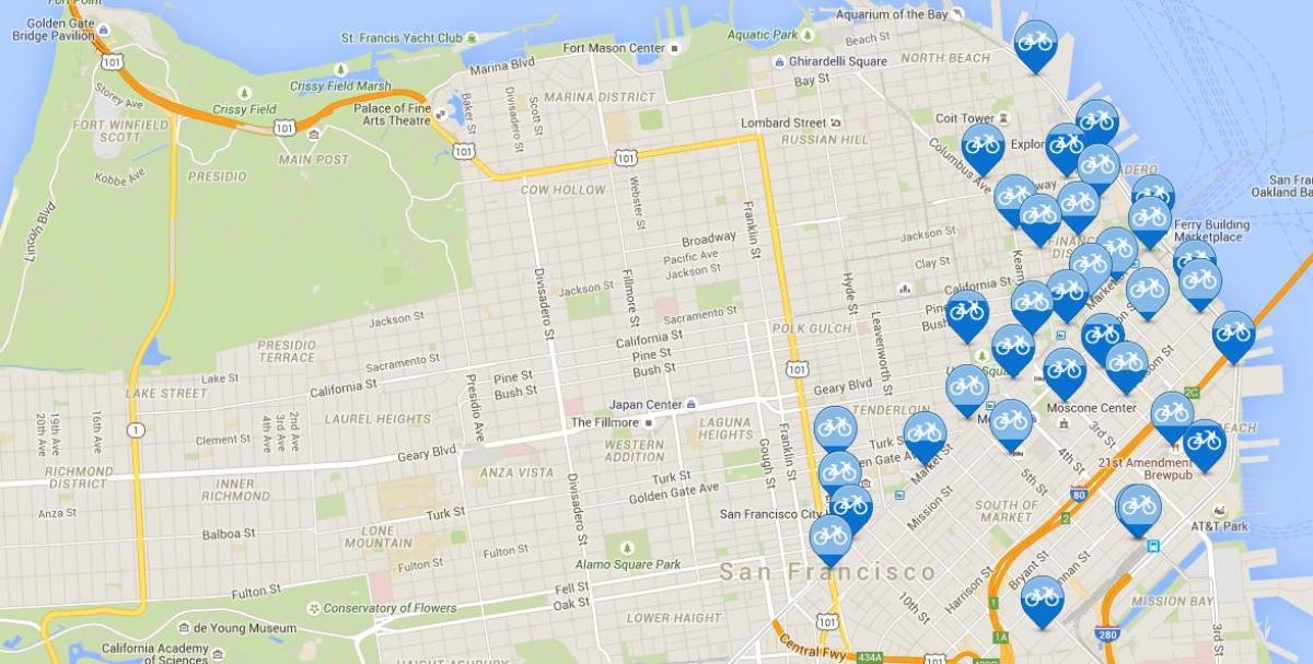 نقشہ کے سان فرانسسکو موٹر سائیکل کا اشتراک کریں