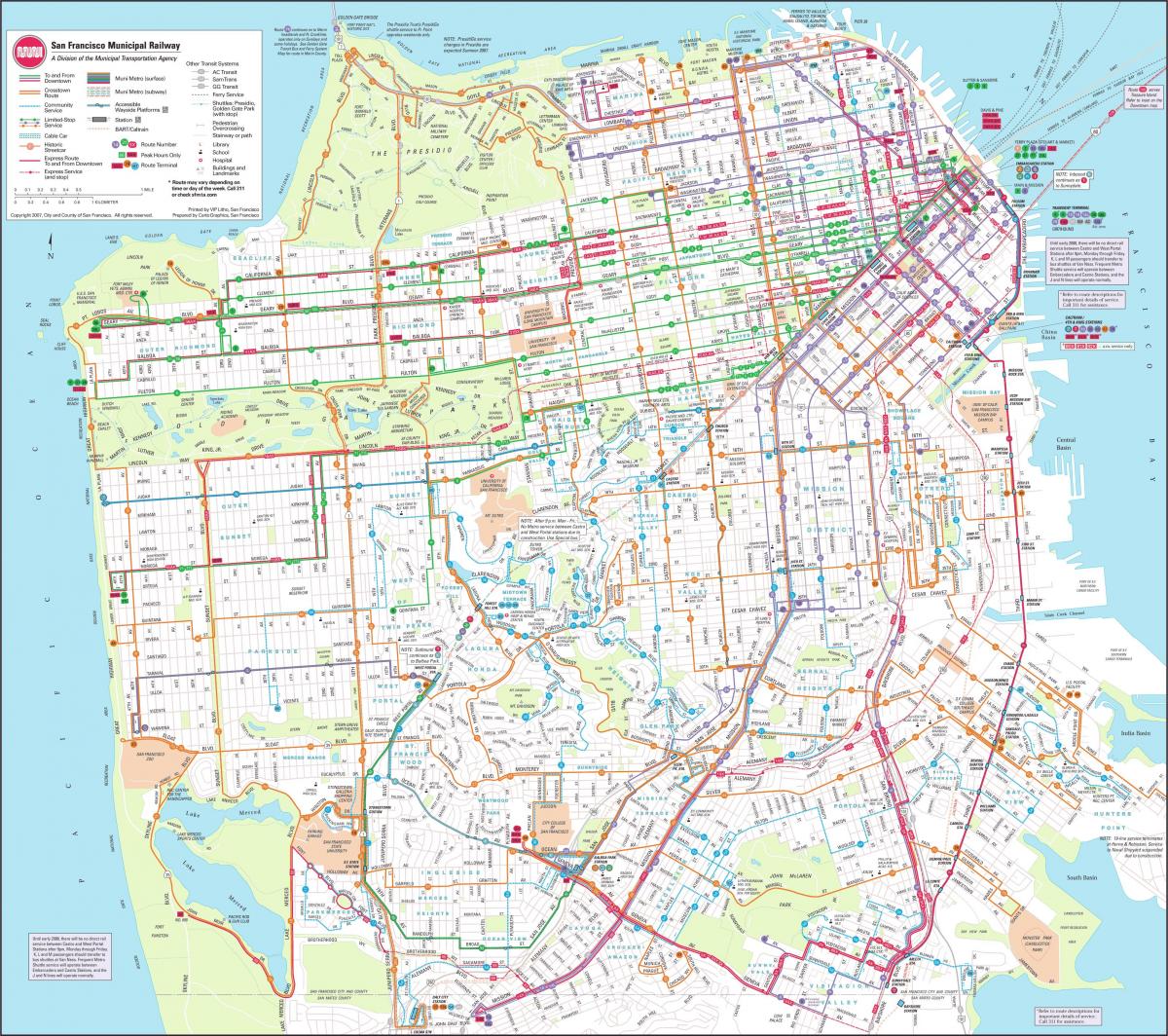 نقشہ کے سان فرانسسکو میونسپل ریلوے