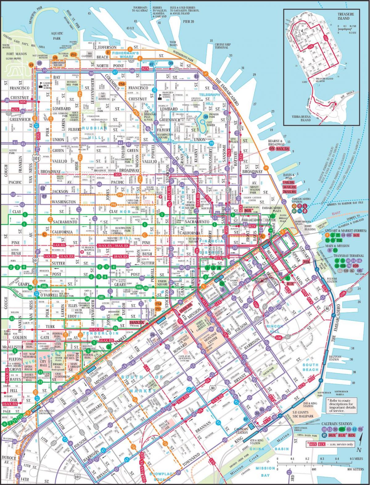 سان فرانسسکو عوامی نقل و حمل کا نقشہ