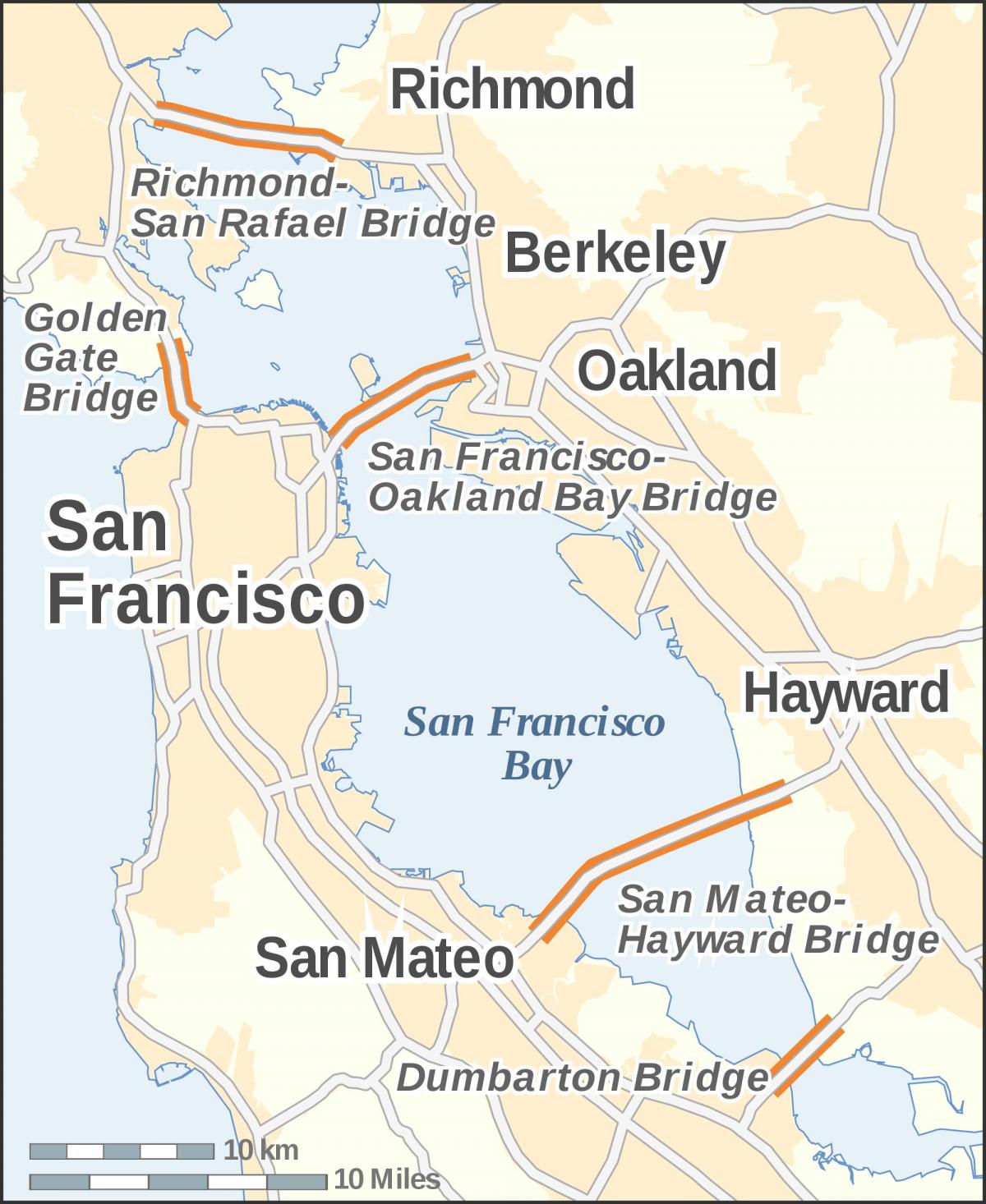 نقشہ سان فرانسسکو کے پلوں کے