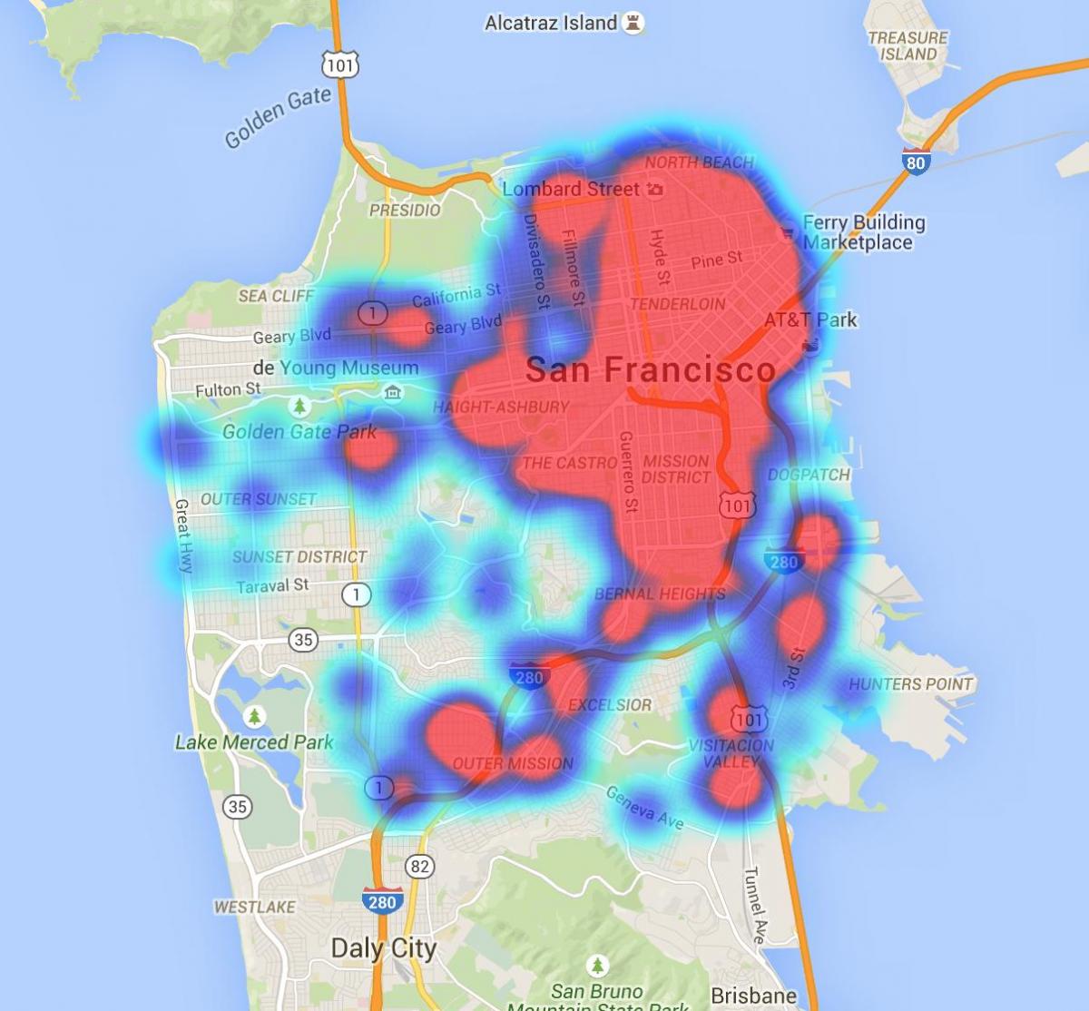 نقشہ کے سان فرانسسکو کے feces