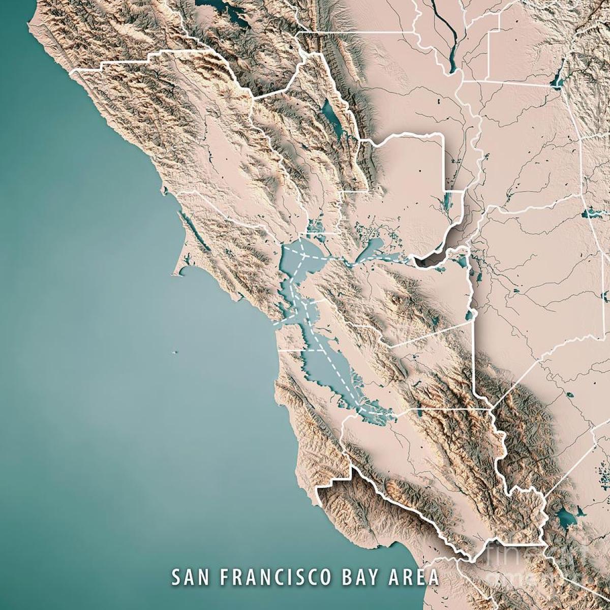 نقشہ کے سان فرانسسکو کے ساحلی topographic 