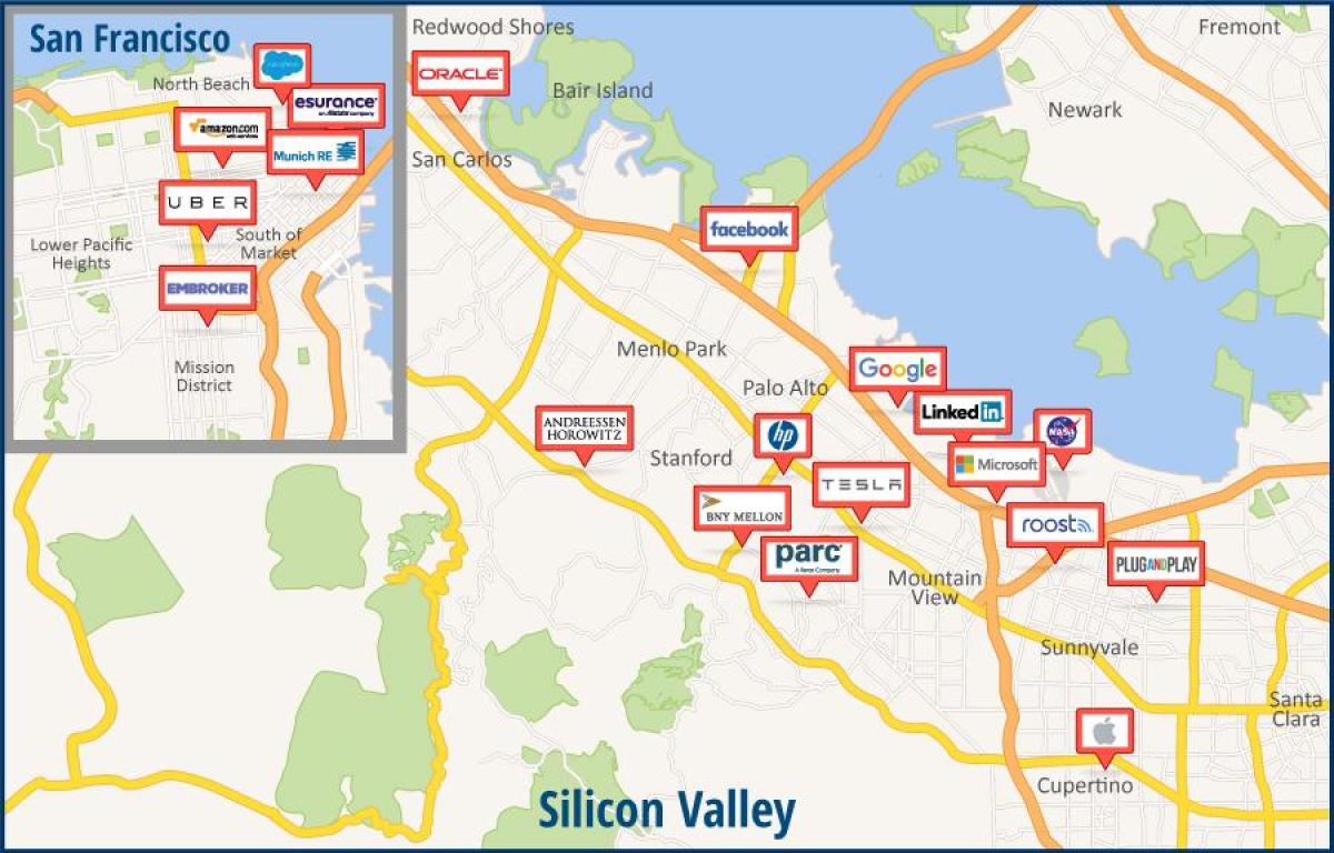 نقشہ کے سیلیکون ویلی کے دورے