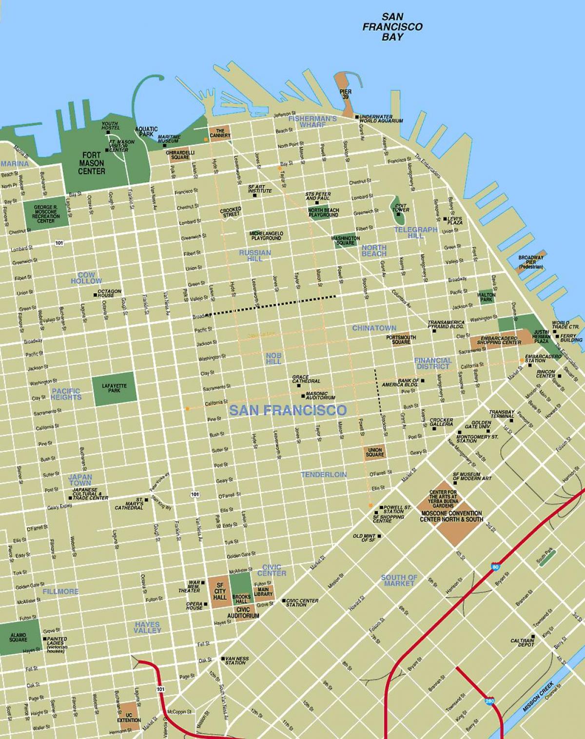 نقشہ کے شہر کے مرکز سان فرانسسکو ca