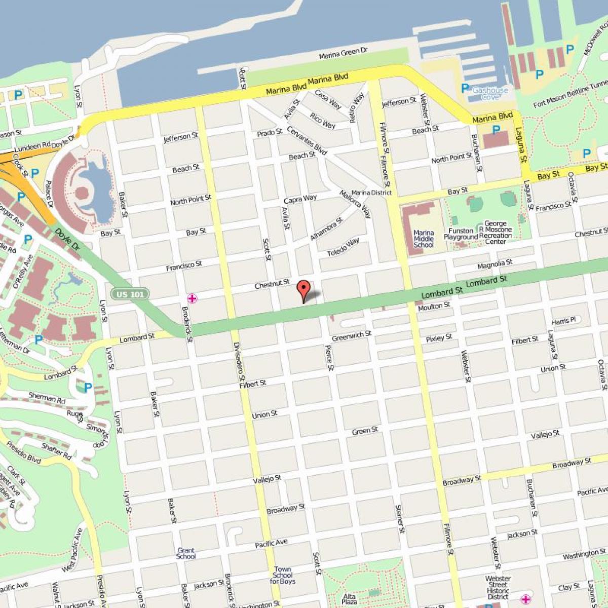 نقشہ کے لومبارڈ سٹریٹ سان فرانسسکو