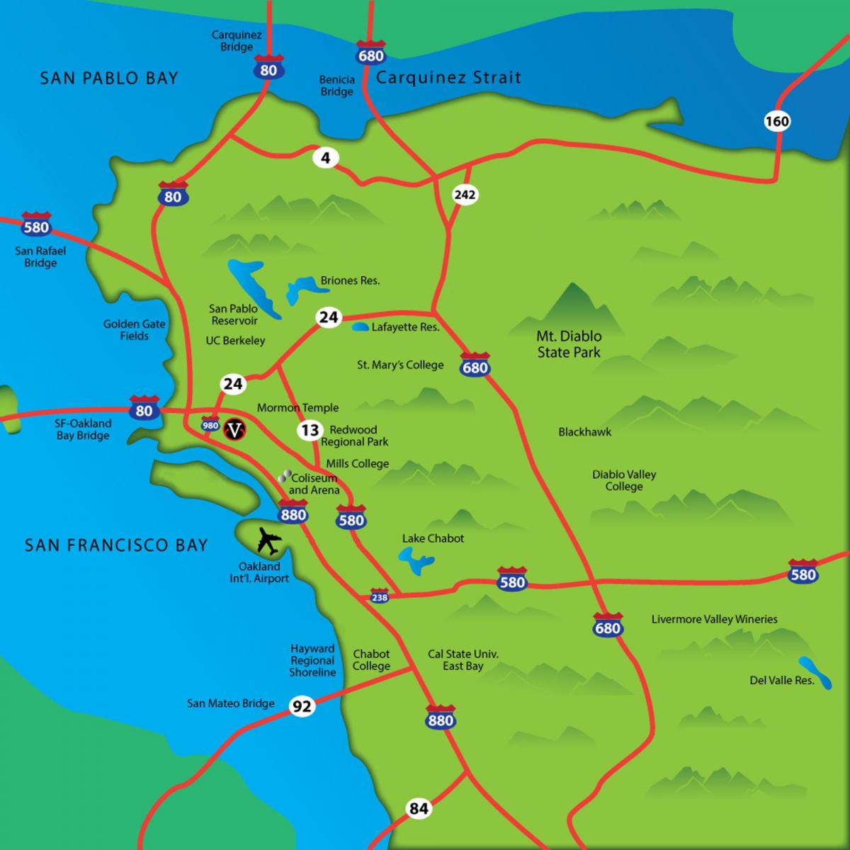 مشرق میں خلیج کیلی فورنیا کا نقشہ