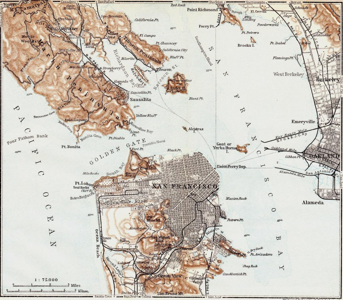 کا نقشہ پرانی سان فرانسسکو 