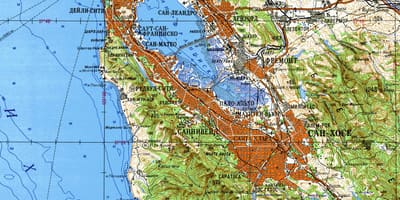سان فرانسسکو کے ساحلی علاقے topographic نقشہ