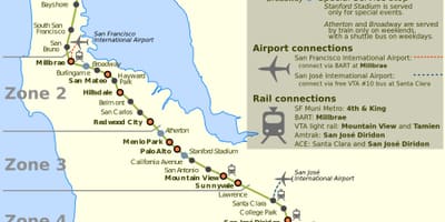سان فرانسسکو caltrain نقشہ