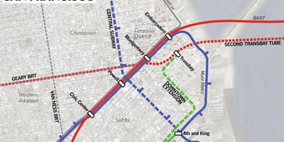 نقشہ کے transbay ٹرمینل