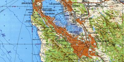سان فرانسسکو کے ساحلی علاقے topographic نقشہ