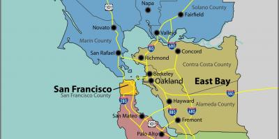 سان فرانسسکو کے ساحلی ایک نقشے پر