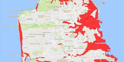 سان فرانسسکو علاقوں سے بچنے کے لئے نقشہ