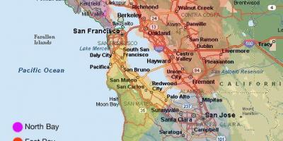 سان فرانسسکو کے علاقے اور ارد گرد کے علاقے کا نقشہ