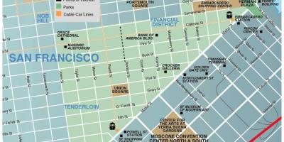 نقشہ کے یونین اسکوائر کے علاقے میں سان فرانسسکو